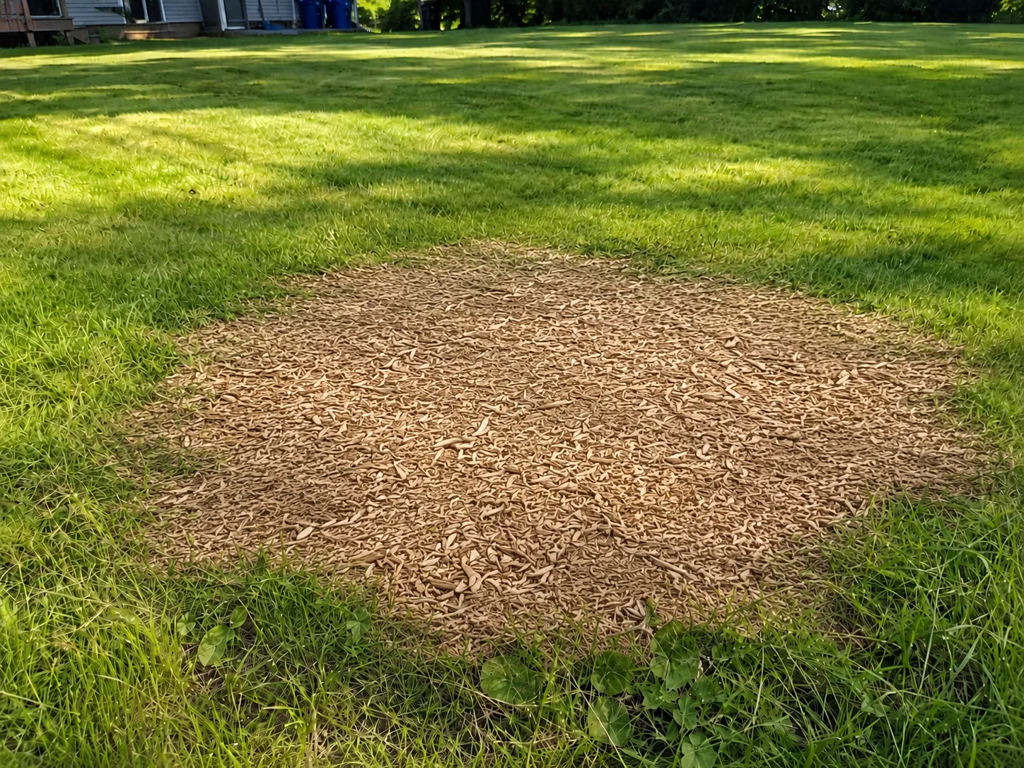 Lawn ground flush and raked level after stump grinding